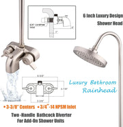 View Clawfoot Tub Shower Kit, Add On Shower Units With Bathcock Diverter Faucet and 48" X 27“ Rectangular Claw foot Tub Shower Curtain Rod Kit,Claw foot Tub Shower Faucet Set,Brushed Nickel image 2