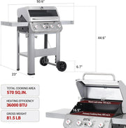 View Grills 4-Burner Liquid Propane Gas Grill, Silver Stainless Steel Grill Outdoor Patio Garden Barbecue Grill with Clearview® Lid and One Foldable Shelf, Mesa400MF image 4