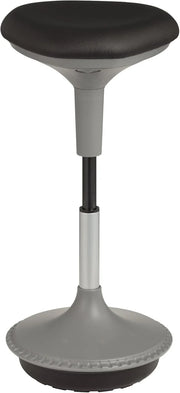 View Adjustable-height office desk and active learning stools for classrooms, foam-filled backless rocking stools with rocking function, in gray color image 2