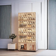 View Portable shoe rack organizer, suitable for the entrance of the closet, stackable storage cabinet for sports shoes, shoe cabinet with magnetic transparent doors, large plastic storage container box (with lid), with 5 layers, can hold 20 pairs of shoes image 4