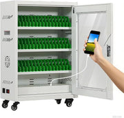 View Mobile Charging Cabinet for Cell Phone, 50 Device Charging Station, USB Charging Cart Locker, with Wheels & Combination Lock, Secure Phone Storage Cabinet (50Slots) image 1