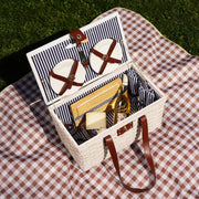 View Outdoor picnic basket (with lid and handle), four-person picnic basket (including accessories) picnic equipment set (28-piece set) image 3