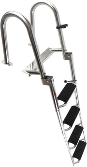View 4 Steps Telescoping Boat Ladder Reinforce Dock Ladder Heavy Duty Swim Deck Ladder with Hand Railings and Extra Wide Steps image 3
