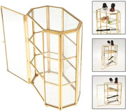 View 3-Tier Jewelry Box Glass Makeup Organizer Jewelry Box Multifunction Display Case for Dressing Table Decoration Storage image 2