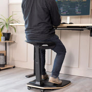 View Ergonomic inclined standing desk with chair, portable height-adjustable anti-fatigue cushion, suitable for home and office, black image 4