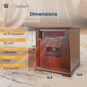 View LifeSmart LifePro 4 Element 1500W Electric Infrared Quartz Space Heater image 3