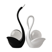 View Modern Ceramic Swan Figurine with Glass Sphere Decorative Sculpture for Home Tabletop Decor image 1