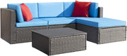 View Devoko 5 Pieces Patio Furniture Sets All Weather Outdoor Sectional Patio Sofa Manual Weaving Wicker Rattan Patio Seating Sofas with Cushion and Glass Table(Beige) image 2