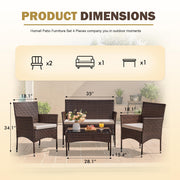 View 4-Piece Outdoor Patio Furniture Set, Rattan Wicker Chairs and Outdoor Seating Set image 3