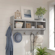 View 40 Inch Wall Mounted Coat Rack with Shelf, Wooden Entryway Storage and Hanging Organizer image 1