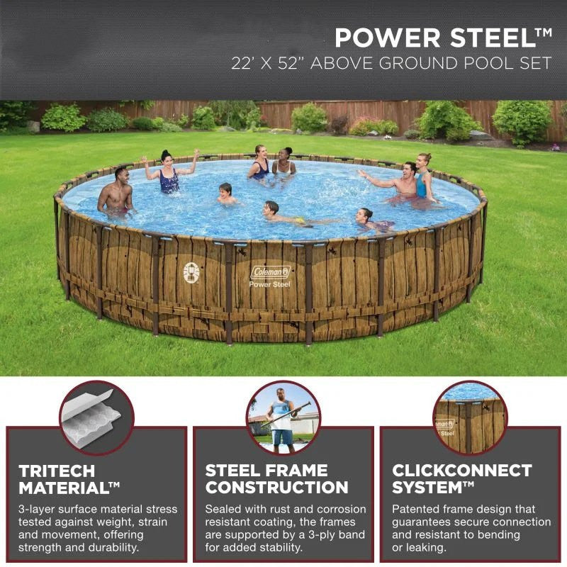 22' x 52" Round Above Ground Pool Set