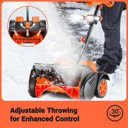 View Cordless Snow Shovel with Wheels, 48V | 16-Inch | 4-Ah Brushless Cordless Snow Blower, Battery Snow Blower with Directional Plate & LED Lights (2 * 24V Battery & Dual Quick Charger Included) image 3
