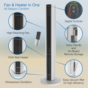 View Lasko 42 in 1500W All Season Tower Fan Space Heater with Timer and Remote, White, FH500 image 6