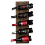 View 5 Bottle Wood Wall Mounted Wine Rack, Walnut Finish Bottle Holder for Kitchen, Dining Room and Home Bar image 3