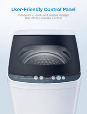 View Portable Washer with 6 Cycles, Drum Clean, Quick, Stainless Steel Tub, Transparent Lid, LED Display Washing Machine, White image 3