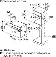 View Bosch - Horno multifunción pirolítico, 60 cm. de ancho, Serie 6, Home Connect, 3D Hotair, Autolimpieza, Mandos ocultables, Nergo, HBG578ES7 image 2
