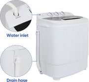 View Portable mini double-burner washing machine, capacity 13 pounds, equipped with a spin dryer, a compact clothes washing machine, a lightweight small-sized washing machine, suitable for families, apartments, dormitory rooms, and campers. image 4