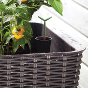 View Dark Brown Wicker Raised Garden Bed Planter w/ Water Indicator image 3