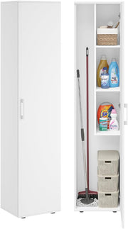View Bellamio Apol Besenschrank - Mehrzweckschrank 40 cm breit Weiß - Vorratsschrank mit Staubsaugerfach - Putzschrank aus Holz - Flurschrank mit Stauraum image 1