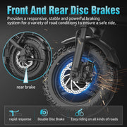 View 14 in Electric Bike with Dual Front Suspension 500W Folding Ebike, Up to 25Miles 20MPH, 48V Removable Lithium-Battery, 14 in Foldable Commuting... image 2