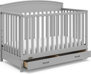 View 5-in-1 Convertible Baby Bed with Storage Drawers, White, Converts to Toddler Bed, Daybed and Full-Size Bed image 1