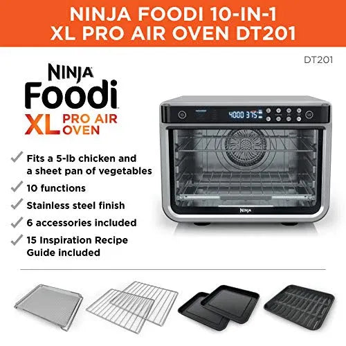 10-in-1 Digital Countertop Convection Toaster Oven with Air Fry, Dehydrate and Reheat, 1800W, Stainless Steel, Silver