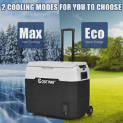 View Costway 53 qt Wheeled Corded Electric Dual-Zone Portable Car Refrigerator, White image 5