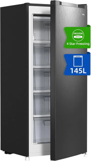 View Congelador vertical independiente CHiQ, 145L de capacidad, congelación rápida, termostato ajustable, silencioso, puerta reversible, negro, image 1