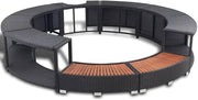 View Hommdiy Umrandung mit Stauraum für Whirlpool Spa Schwimmbecken Poolumrandung Poly Rattan Schwarz Hartholz Rund Pulverbeschichteter Stahl Schwarz image 1