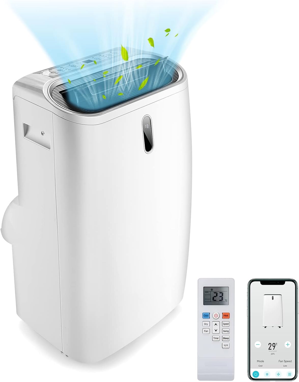 GOPLUS 16000 BTU Klimaanlage mit Abluftschlauch, 5 in 1 mobiles Klimagerät: Kühlen, Heizen, Entfeuchten, Belüften, Schlafmodus | für Raumgröße bis