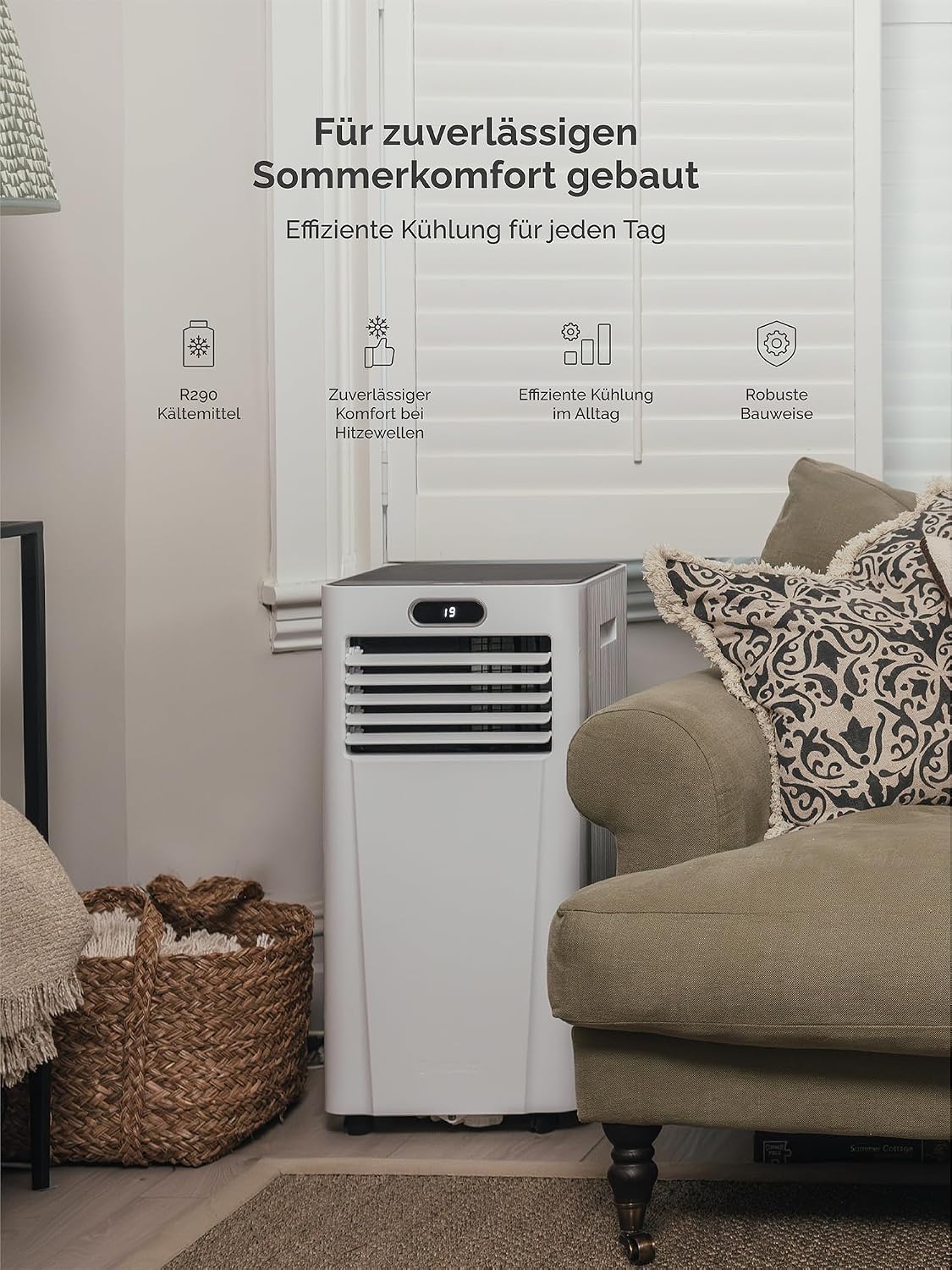 MeacoCool MC Series Pro 10000 BTU Mobile Klimaanlage mit App-Steuerung, Fernbedienung, Energieklasse A, leise (53 dB), 4-in-1 Kühlung, 18–28 m²,
