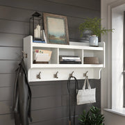 View 40 Inch Wall Mounted Coat Rack with Shelf, Wooden Entryway Storage and Hanging Organizer image 4