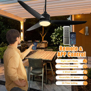 View Deckenventilator mit Beleuchtung und Fernbedienung IP65 Wasserdicht Aussen Ventilator Dimmbar Fan Deckenleuchte Moderne Lampe mit Ventilator Leise image 5
