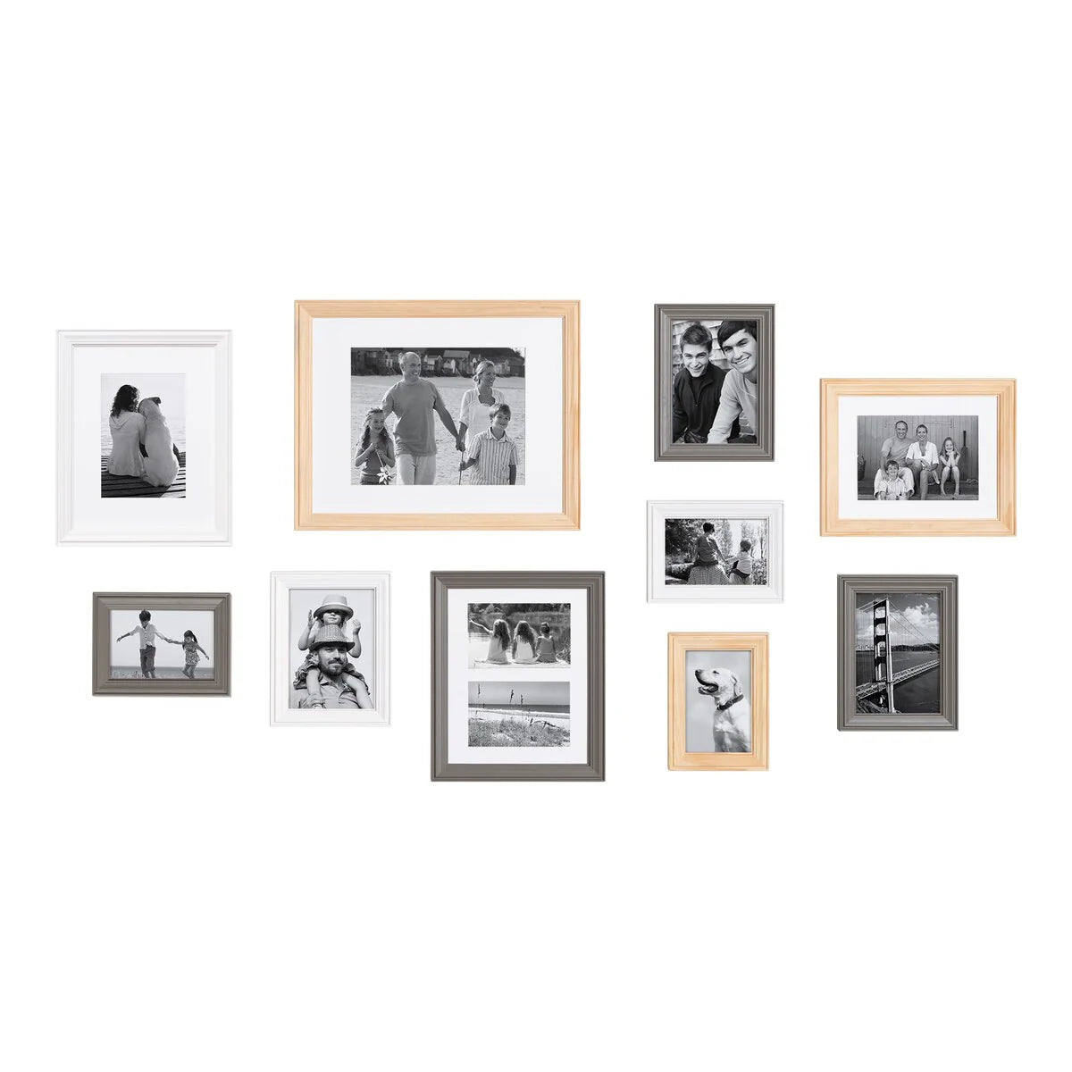 10-Piece Wood Gallery Wall Picture Frame Set, Decorative Photo Display Frames for Living Room, Bedroom and Home Decor