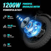 View Electric Bike for Adults Ridstar, 1200W 30mph Moutain Bike,48V 15.6AH Battery E-Bike,20" Fat Tire Electric Motorcycle,Electric Bicycle 7 Speed Full Suspension image 2