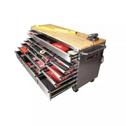 View 72 in 18-Drawer 24 in. D Mobile Workbench with Solid Wood Top Stainless Steel image 6