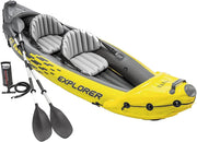 View Explorer K2 Inflatable Kayak Set: Includes luxurious 86-inch aluminum paddle and high-output pump - extremely durable PVC material - adjustable seat with backrest - suitable for two people - maximum weight capacity 400 pounds image 1