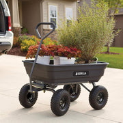 View Heavy-duty multi-purpose garbage transfer cart garden cart, equipped with pneumatic tires, capacity 4 cubic feet - 600 pounds load capacity, outdoor wheeled cart, suitable for garden, gardening and landscaping work. image 3