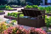 View 70 Gallon Storage Bench Deck Box for Patio Furniture, Front Porch Decor and Outdoor Seating -- Perfect to Store Garden Tools and Pool Toys, Brown image 4