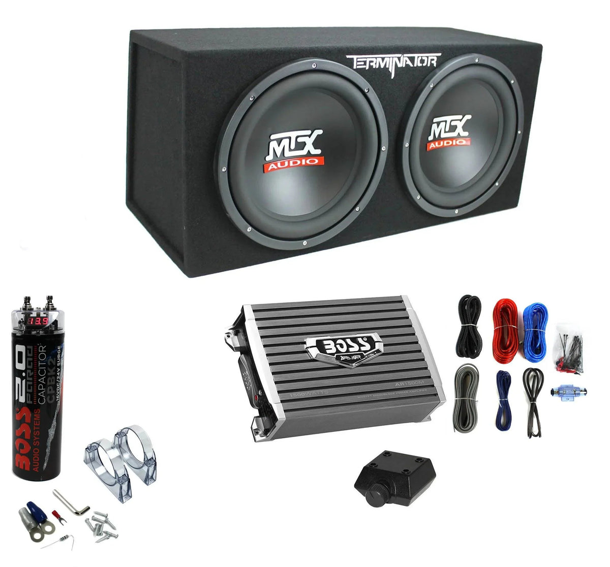 1200W Dual Subwoofer Box with 1500W Amplifier and Capacitor