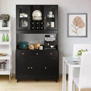 View VOWNER Armario Aparador Cocina/Buffet, 100L x 38W x 181H cm, Mueble Auxiliar de Almacenaje, 5 Puertas y 5 Baldas Ajustables, Blanco image 1