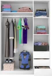 View Habitdesign Three Door and Three Drawer Wardrobe Closet, Artic White Finish, Measurements: 121 cm (W) x 180 cm (H) x 52 cm (D) image 5