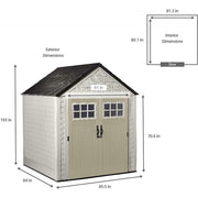 View 7 x 7-Ft. Resin Outdoor Garden Storage Shed with Windows and Utility Hooks, Sand image 3