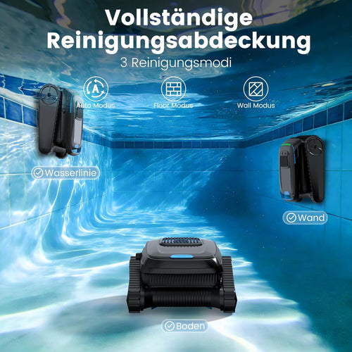(2026 Neu) Poolroboter, Akku Poolsauger Kabelloser, PC10 Poolroboter Boden und Wand Wasserlinie, 18927 LPH Saugkraft, Intelligenten Navigation,