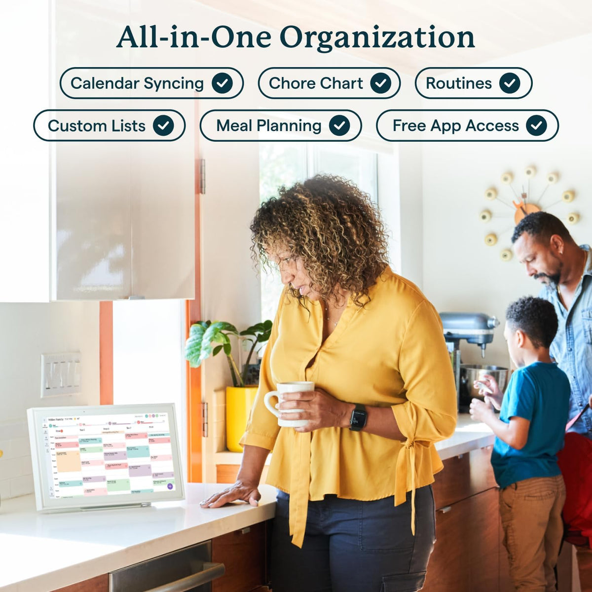 15 Inch Digital Wall Planner & Chore Chart, Smart Family Calendar Organizer Display for Home Organization