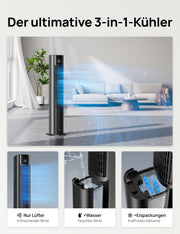 View DREO Turmventilator mit Wasserkühlung, 110 cm Luftkühler mit Wasserkühlung Leise, 4-Geschwindigkeiten-4-Modi Verdunstungskühler, APP-Steuerung, image 5