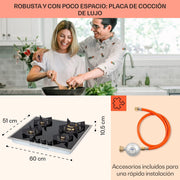 View Klarstein Cocina de Gas Butano, Placa de Gas 4 Fuegos 8000W, Placa Vitroceramica Gas Integrada para Cocina, Placa Gas Butano de Diseño, Encimera Gas image 6