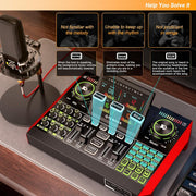 View Podcast Equipment Bundle,with 3.5mm Condenser Microphone & Live Sound Card - Audio Mixer for Streaming, PC/Mobile Live Singing, Gaming Content Creators, Soundboard with USB Computer Interface image 2