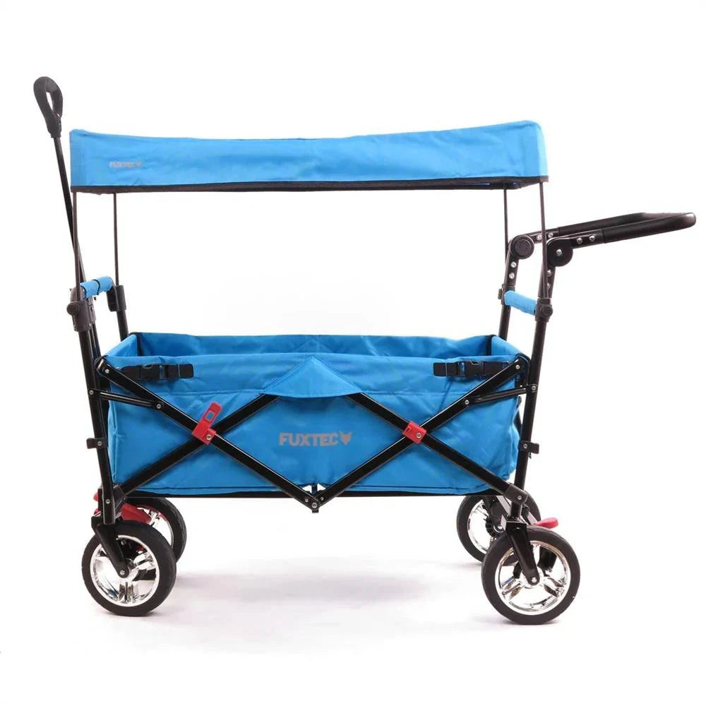 Bollerwagen FUXTEC FX-CT700, Carro Plegable Gris para el Transporte de niños, Ciudad, Campo, Playa o montaña - con Capota Anti-UV, asa de Empuje,