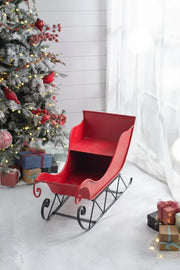 View Christmas Sleigh Outdoor Decorations Large-sized Worn Red Metal Santa Sleigh Toy Decoration Gift Basket Winter Decorations Indoor Christmas Garden Santa Sleigh Decoration - 39 inches (Sleigh-L) image 2